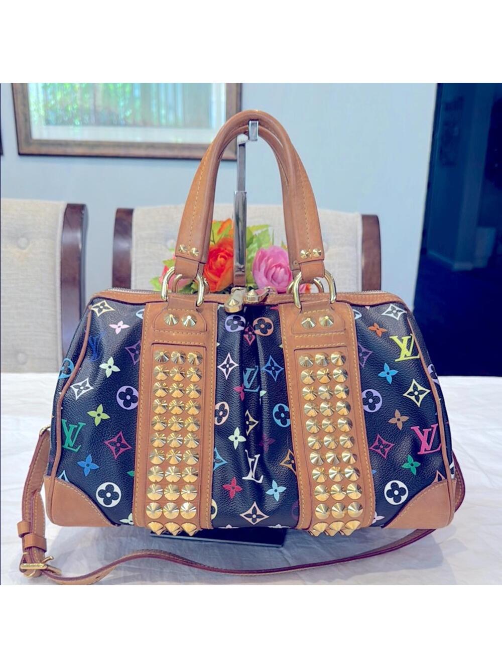 Authentic Louis Vuitton White Noir Multicolor Courtney MM bag